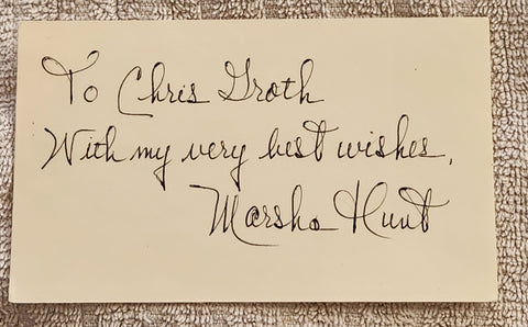 ACTRESS MARSHA HUNT HAND SIGNED CARD D.2022