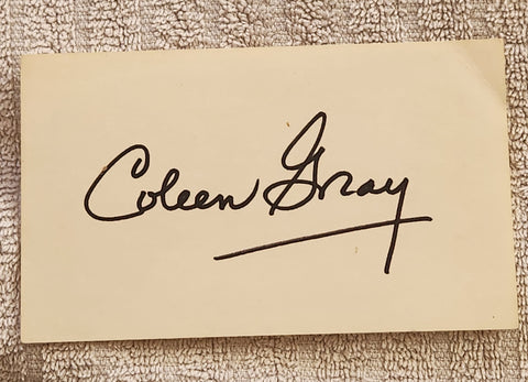 RED RIVER ACTRESS COLLEEN GRAY HAND SIGNED CARD D.2015