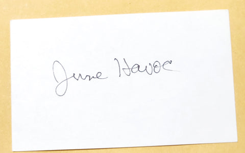 ACTRESS JUNE HAVOC HAND SIGNED CARD D.2010