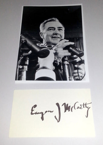 POLITICIAN AND POET EUGENE McCARTHY SIGNED CARD AND NICE 5X7" PRINT D.2005