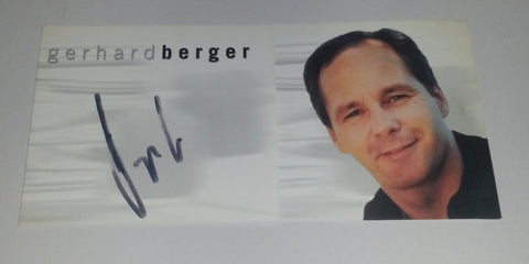 F-1 RACER GERHARD BERGER HAND SIGNED 3.5X8" FOLD OUT CARD