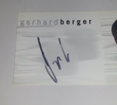 F-1 RACER GERHARD BERGER HAND SIGNED 3.5X8" FOLD OUT CARD