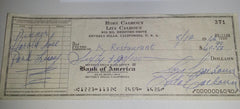 ACTOR RORY CALHOUN (D.1999) AND WIFE LITA BARON DUAL SIGNED CHECK AND NICE 5X7" PRINT OF BOTH OF THEM