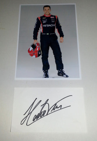 F-1 RACING LEGEND HELIO CASTRONEVES SIGNED CARD AND NICE 5X7" PRINT