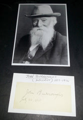 RARE EARLY NATURALIST AND ESSAYIST JOHN BURROUGHS HAND SIGNED CUT AND NICE 5X7" PRINT D.1921