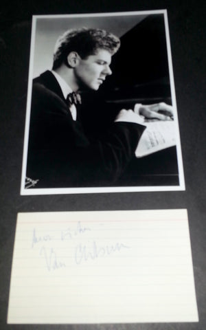 RARE CHILD PIANO PROTEGE VAN CLIBURN HAND SIGNED CARD AND NICE 5X7" PRINT