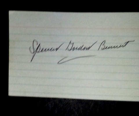 "KING OF THE SERIAL DIRECTORS" SPENCER GORDON BENNETT HAND SIGNED INDEX CARD D.1987