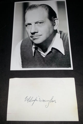 ACTOR MELVYN DOUGLAS HAND SIGNED CARD AND NICE 5X7" PRINT D.1981