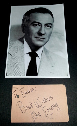 ACTOR JOHN EMERY HAND SIGNED PAGE AND NICE 5X7" PRINT D.1964