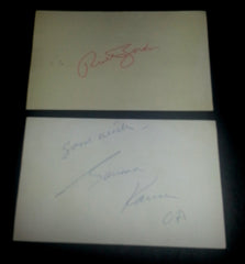 HOLLYWOOD COUPLE RUTH GORDON AND GARSON KANIN HAND SIGNED CARDS & NICE 5X7"  PRINT