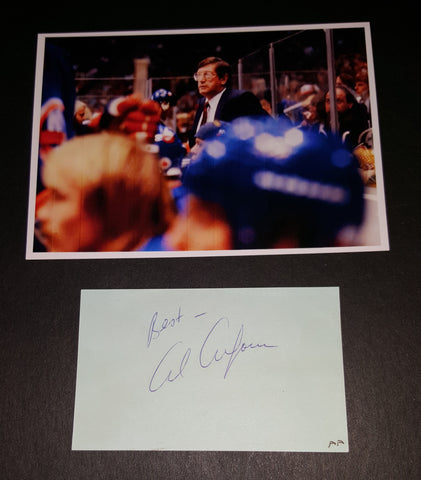 LEGENDARY ISLANDERS HOCKEY COACH AL ARBOUR HAND SIGNED CARD AND NICE 5X7" PRINT RIP