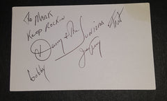 DANNY AND THE JUNIORS-original 3 members-JOE TERRY(TERRANOVA), BOBBY MAFEI and FRANK MAFEI HAND SIGNED CARD AND NICE 5X7" PRINT