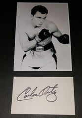 BOXING LEGEND CARLOS ORTIZ HAND SIGNED CARD AND NICE 5X7" PRINT