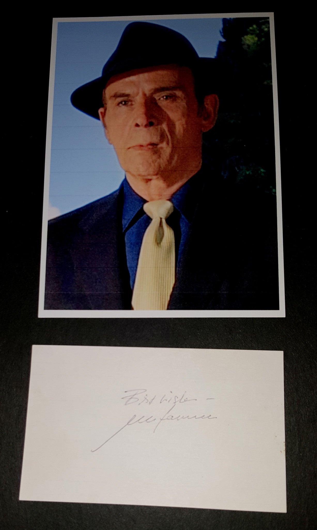 TOUGH GUY ACTOR MARC LAWRENCE HAND SIGNED CARD AND NICE 5X7" PRINT D.2005