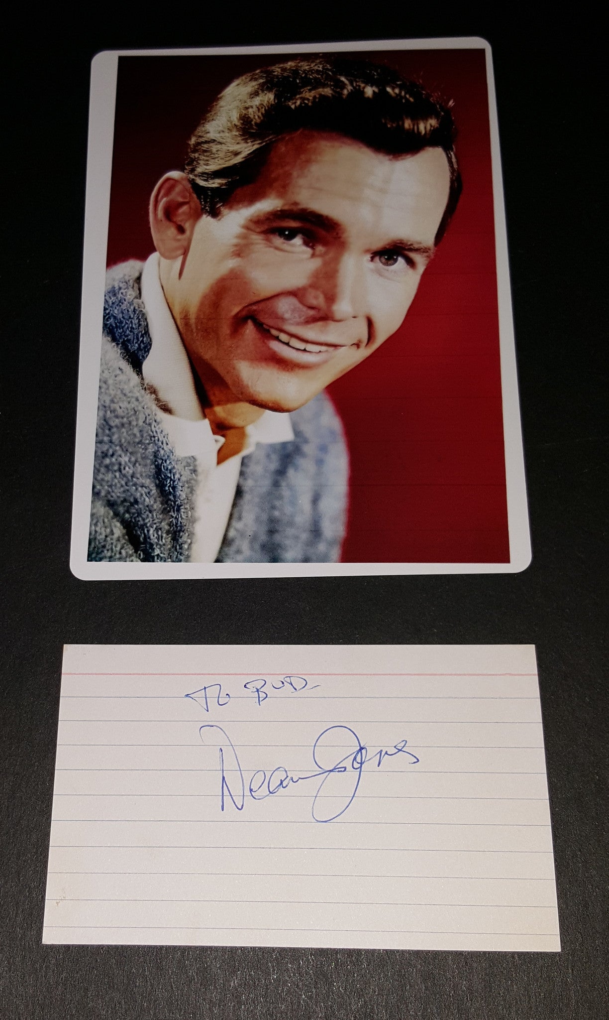 ACTOR DEAN JONES HAND SIGNED CARD AND NICE 5X7" PRINT RIP