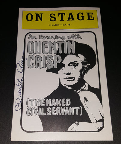 ENGLISH WRITER QUENTIN CRISP HAND SIGNED PLAYBILL COVER D.1999