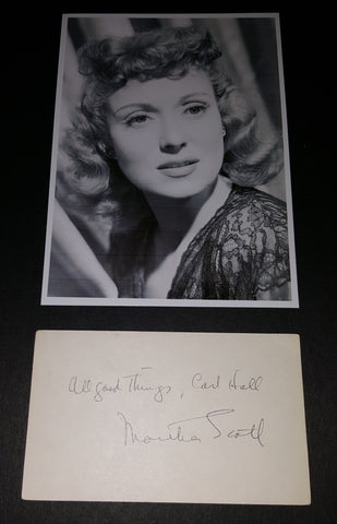 ACTRESS MARTHA SCOTT HAND SIGNED CARD AND NICE 5X7" PRINT D.2003