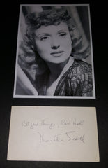 ACTRESS MARTHA SCOTT HAND SIGNED CARD AND NICE 5X7" PRINT D.2003