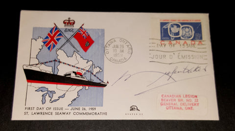 FORMER CANADIAN PRIME MINISTER JOHN DIEFENBAKER HAND SIGNED FDC D.1979