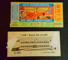 1977 INDY 500 WINNER A. J FOYT HAND SIGNED CARD 1977 TICKET TIME TRIALS TICKET AND TICKET TO 500 HOF GREAT LOT