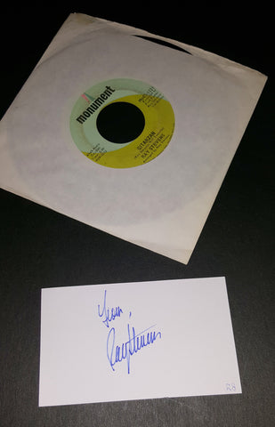 PARODY SINGER SONGWRITER RAY STEVENS HAND SIGNED CARD AND VINTAGE GITARZAN 45 RECORD