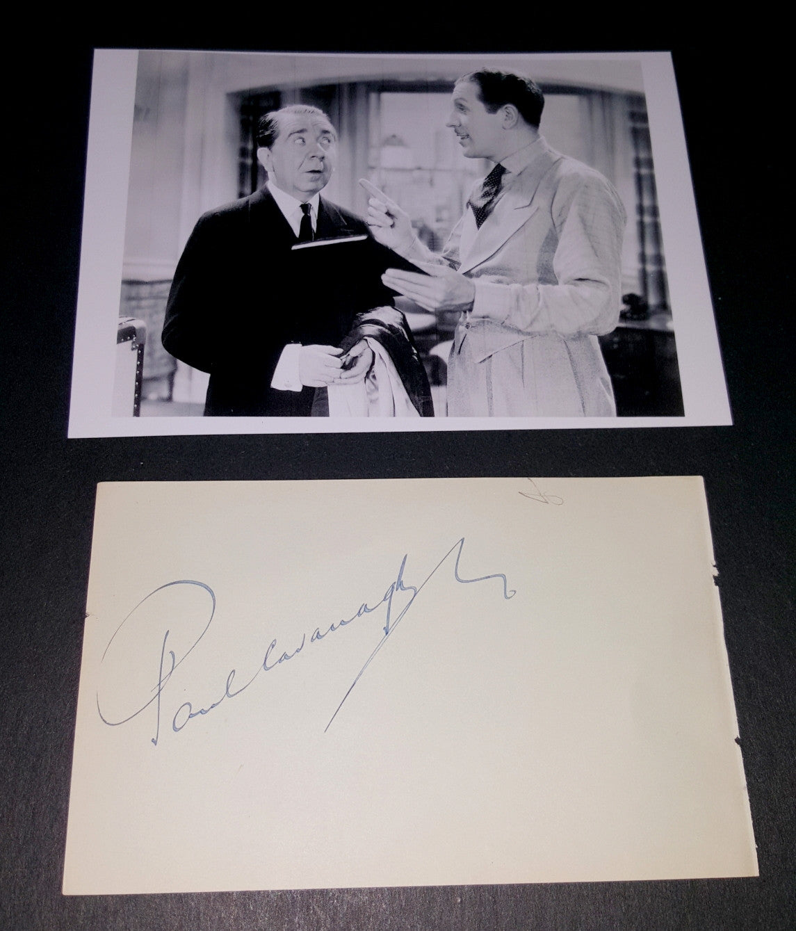 EARLY BRITISH FILM STAR PAUL CAVANAUGH HAND SIGNED PAGE AND NICE 5X7" PRINT D.1964