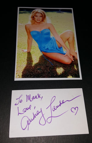 ACTRESS AUDREY LANDERS HAND SIGNED CARD AND NICE 5X7' SEXY PRINT