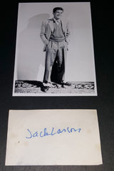 ACTOR JACK LARSON HAND SIGNED CARD (CARD A LITTLE ROUGH) AND NICE 5XY' JIMMY OLSON PRINT RIP