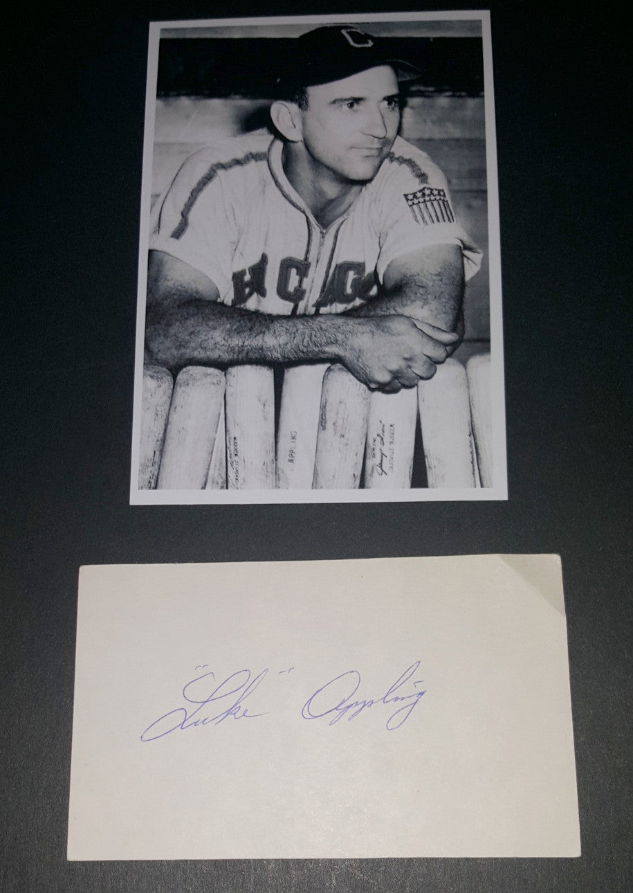 BASEBALL HOFER LUKE APPLING HAND SIGNED CARD AND NICE 4X6" PRINT D.1991