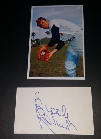 BALTIMORE ORIOLES HOFER BROOKS ROBINSON HAND SIGNED CARD AND NICE 4X6" PRINT