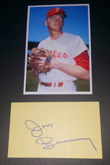 BASEBALL HOFER AND CONGRESSMAN JIM BUNNING HAND SIGNED CARD AND NICE 4X6" PRINT