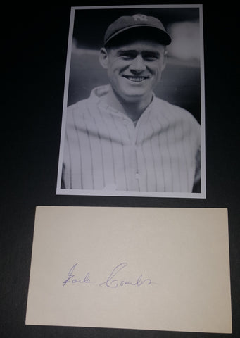 RARE YANKEES HOFER EARLE COMBS HAND SIGNED CARD AND NICE 4X6" PRINT D.1976