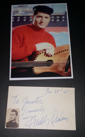 UNCOMMON GERMAN SINGING SENSATION FREDDY QUINN HAND SIGNED CARD AND NICE 5X7' PRINT