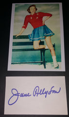 HOLLYWOOD LEGEND JUNE ALLYSON HAND SIGNED CARD AND NICE 5X7" PRINT D.2006