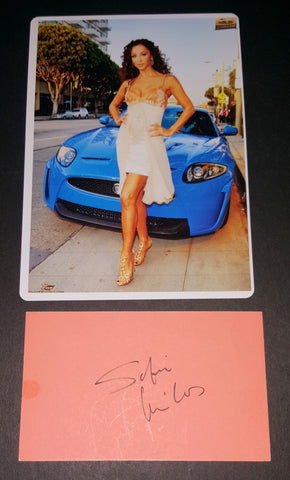 LOVELY ACTRESS SOFIA MILOS HAND SIGNED CARD AND NICE 5X7" PRINT