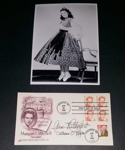ACTRESS ANN RUTHERFORD HAND SIGNED MARGARET MITCHELL FIRST DAY COVER FDC AND NICE 5X7" "GONE WITH THE WIND" PRINT D.2012