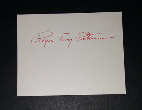 ARTIST NATURALIST ROGER TORY PETERSON HAND SIGNED CARD D.1996