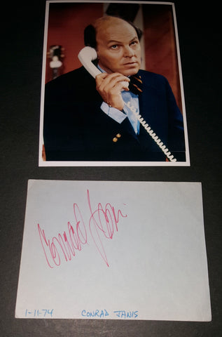 ACTOR CONRAD JANIS HAND SIGNED PAGE AND NICE 5X7" PRINT