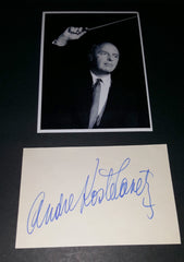 ENGLISH CONDUCTOR ANDRE KOSTELANETZ HAND SIGNED CARD AND NICE 5X7" PRINT D.1980