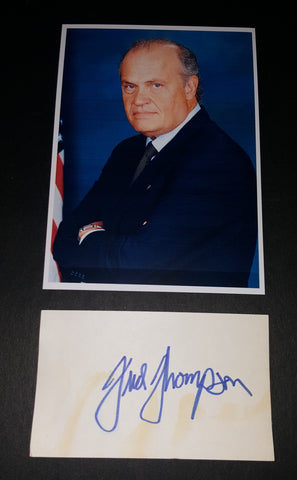 ACTOR POLITICIAN FRED D. THOMPSON HAND SIGNED CARD AND NICE 5X7" PRINT RIP