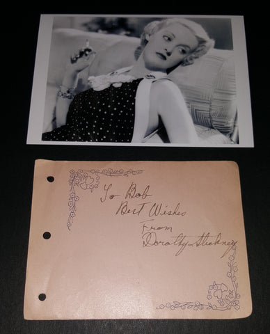 ACTRESS DOROTHY STICKNEY HAND SIGNED PAGE AND NICE 5X7" PRINT D.1998