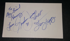 ACTOR GORDON JUMP HAND SIGNED CARD AND NICE 5X7" "WKRP IN CINCINNATI" PRINT D.2003