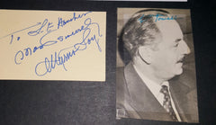 RARE WILLIAM POWELL (D.1984) HAND SIGNED 3X6" THIN PHOTO & MYRNA LOY (D.1993) HAND SIGNED CARD & GREAT THIN MAN PRINT