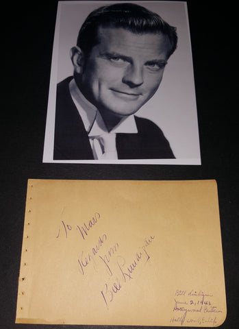 ACTOR WILLIAM LUNDIGAN HAND SIGNED PAGE AND NICE 5X7" PRINT D.1975