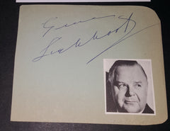 RARE CHARACTER ACTOR GENE LOCKHART HAND SIGNED PAGE AND NICE 5X7" PRINT D.1957