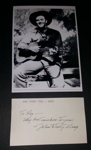 COWBOY SINGER AND ACTOR JOHN "DUSTY' KING HAND SIGNED CARD AND NICE 5X7" PRINT D.1987