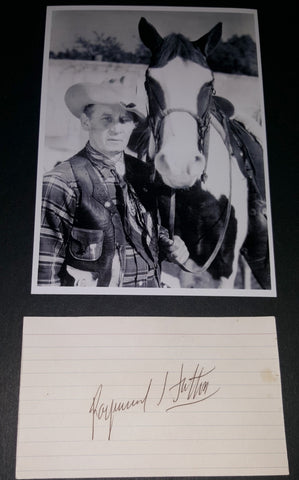 LONG TIME HOLLYWOOD ACTOR RAYMOND HATTON HAND SIGNED CARD AND NICE 5X7' PRINT D.1971