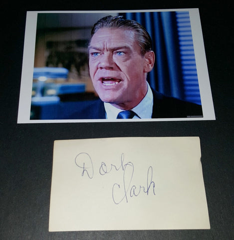 CHARACTER ACTOR DORT CLARK HAND SIGNED CARD AND NICE 5X7" PRINT D.1989