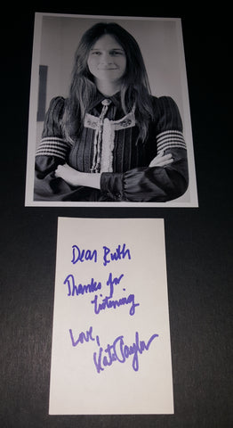 FOLK SINGER KATE TAYLOR (JAMES TAYLOR SISTER) HAND SIGNED CARD AND NICE 5X7" PRINT