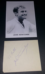 TENNIS LEGEND JOHN NEWCOMBE HAND SIGNED PAGE AND NICE 5X7" PRINT